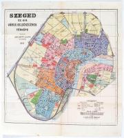 1922 Szeged sz, kir. város belsőségének térképe. Készített Jakabffy Lajos. 38x42 cm