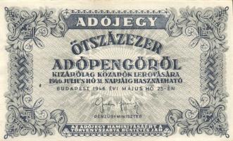 1946. 500.000AP előlapon kék festékfolttal + kis papírránccal T:I