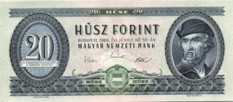 1969. 20Ft (2x) egymásutáni sorszámmal, egyenetlen sorozatszámokkal! T:I