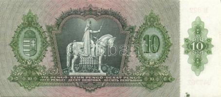 1936. 10P (2x) egymásutáni sorszámmal, egyiken erős, másikon kis zöld festékfolttal! T:I