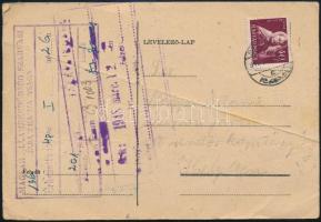 1948 Névtelen feljelentés a Magyar Államrendőrség szarvasi járási kapitányságának címezve. a kapitán...