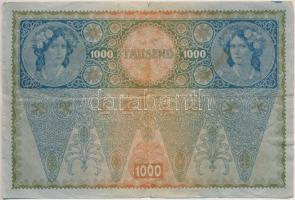 1919. (1902) 1000K vízszintes piros "DEUTSCHÖSTERRECIH" felülbélyegzéssel, hátlap rajzos T...