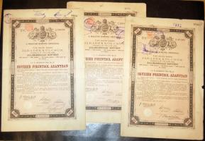 1881. 1000Ft járadékkölcsön (10x) bennük 2klf német szignettával (klf színvariánsokban) + cseh érvén...