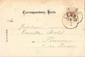 1886 (Vorläufer!) Lend, Lender Wasserfall / waterfall. Art Nouveau, floral