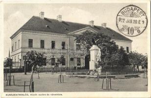 1932 Kunszentmiklós, Hősök szobra, emlékmű, Városháza, üzlet