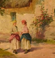 Ács Ágoston (1889-1947): Falusi életkép. Olaj, vászon, jelzett, 75×100 cm