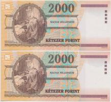 2000. 2000Ft "Millennium" (2x) sorszámkövetők "MM 0171169 - MM 0171170" T:I