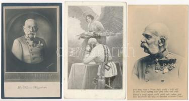 3 db RÉGI motívum képeslap: Ferenc József / 3 pre-1945 motive postcards: Franz Joseph