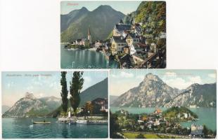 6 db RÉGI osztrák városképes lap / 6 pre-1945 Austrian town-view postcards: Bad Ischl, Hallstatt, Traunkirchen, Gmunden, Königsee