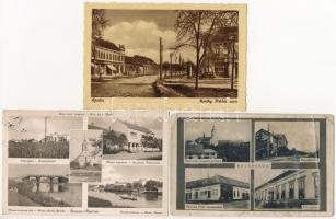 3 db RÉGI magyar és vajdasági városképes lap: Bácsbokod, Ószivác-Újszivác, Apatin / 3 pre-1945 Hungarian Vojvodinan town-view postcards: Bácsbokod, Sivac, Apatin