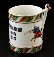 1914-1915 I. világháború porcelán emlékbögre, kopásnyomokkal, m: 9 cm