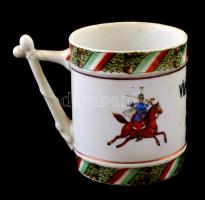 1914-1915 I. világháború porcelán emlékbögre, kopásnyomokkal, m: 9 cm