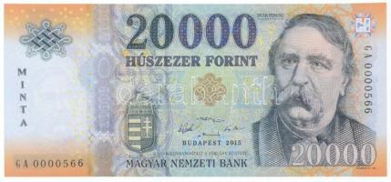 2015. 20.000Ft MINTA felülnyomással GA 0000566 T:I Hungary 2015. 20.000 Forint MINTA (SPECIMEN) GA 0000566 C:UNC