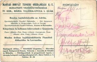 'Gyorshajószolgálat Fiuméból Dalmáciába' / A Magyar-Horvát Tengeri Gőzhajózási Rt. 'V...