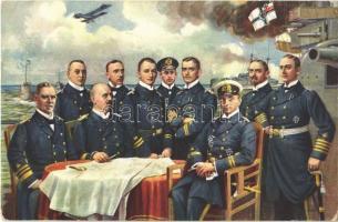 Unsere Seehelden: v. Spee, Thierichsen, Lüdecke, Hipper, Thierfelder, v. Mücke, Köhler, v. Müller, v. Berckheim, Weddigen / WWI German military staff, officers (EK)