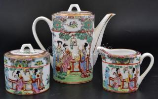 Kínai porcelán mokkás készlet .Kézzel festett, jelzett, hibátlan