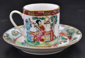 Kínai porcelán mokkás készlet .Kézzel festett, jelzett, hibátlan