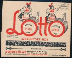 cca 1930 Lottó sorsjegy reklám nyomtatvány.