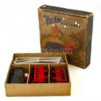 cca 1960 Villám óraműves kisvasút játék eredeti dobozában. Nem működik.