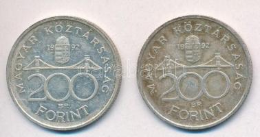 1992. 200Ft Ag "MNB" (2x) T:1-,2 patina 
Adamo F13