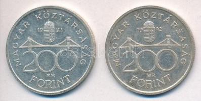 1992. 200Ft Ag "MNB" (2x) T:1-,2 patina 
Adamo F13