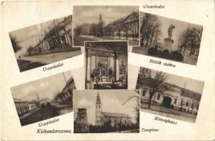 Kiskundorozsma (Szeged), Utcarészletek, Hősök szobra, Községháza, Templom (Rb)