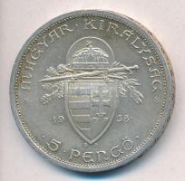 1938. 5P Ag "Szent István" T:2 kis patina 
Adamo.P8.1