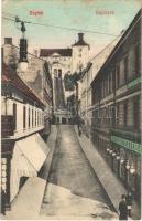 1911 Zagreb, Zágráb; Uspinjaca / sikló, Izidor Strassberger üzlete / funicular, shops