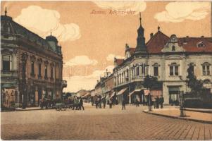 1915 Losonc, Lucenec; Rákóczi utca, Redlinger Ignác üzlete. Bicskei Zoltán kiadása / street view, shops (EK)