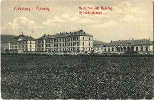 1911 Pozsony, Pressburg, Bratislava; Neue Artillerie Kaserne / Új tüzérlaktanya. W. L. Bp. 2428. Josef Skoda kiadása / K.u.K. military artillery barracks (szakadások / tears)