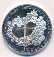 Kiss György (1943-) 1991. II. János Pál pápa látogatása hazánkban jelzett Ag emlékérem tokban (31,44g/0.999/42,5mm) T:1(PP) patina