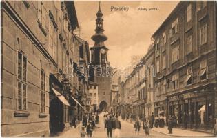 Pozsony, Pressburg, Bratislava; Mihály utca, üzletek. Hardtmuth E. kiadása / street view, shops