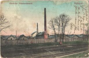 1912 Tőketerebes, Trebisov; Téglagyár, vasútvonal / brick factory, brickworks, railway line (ázott / wet damage)