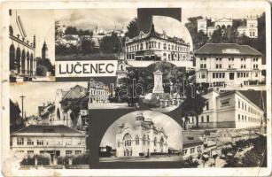 1938 Losonc, Lucenec; mozaiklap zsinagógával / multi-view postcard with synagogue + Losonc visszatért So. Stpl. (Rb)