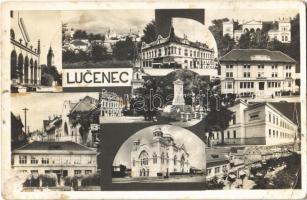 1938 Losonc, Lucenec; mozaiklap zsinagógával / multi-view postcard with synagogue + "Losonc visszatért' So. Stpl. (Rb)