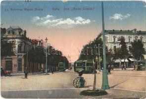 Sofia, Rue Marie Louise / street, trams (worn corners)