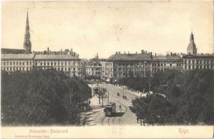1905 Riga, Alexander Boulevard / street, trams