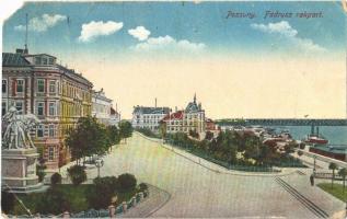 1916 Pozsony, Pressburg, Bratislava; Fadrusz rakkpart, vasúti híd / quay, railway bridge (EM)