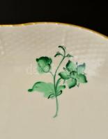 Herendi virág mintás étkészlet, kézzel festett, jelzett (tanuló), apró kopásnyomokkal, összesen: 24 ...