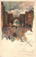 1904 München, Munich; Karlsthor / gate. Veltens Künstlerpostkarte No. 90. litho s: Kley