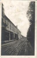 1917 Stubnyafürdő, Túróchévíz, Stubnianske Teplice, Turcianske Teplice; Fő utca, Herzmann Bertalan, Greiner üzlete / Hauptstrasse / main street, shops (fl)