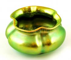 Zsolnay eozin mázas kis kaspó, jelzett, hibátlan, d: 11 cm, m:7,5 cm