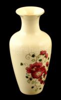 Zsolnay virág mintás váza, kézzel festett, jelzett, apró kopásnyomokkal, m: 17 cm