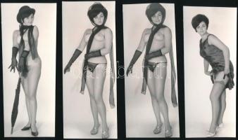cca 1975 A női csáberő és huncut kellékei, szolidan erotikus felvételek, 7 db vintage fotó, 15x6 cm