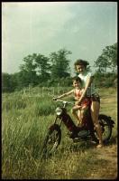 cca 1959 Kismotorral a természetben, 4 db vintage negatív Fekete György (1904-1990) budapesti fényké...