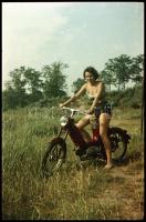 cca 1959 Kismotorral a természetben, 4 db vintage negatív Fekete György (1904-1990) budapesti fényké...