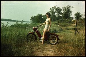 cca 1959 Kismotorral a természetben, 4 db vintage negatív Fekete György (1904-1990) budapesti fényké...