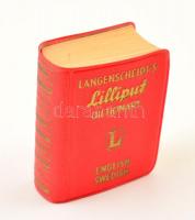 Langenscheidts Lilliput Dictionary. English-Swedish. Berlin-Schöneberg,(1965),Langenscheidt. Angol és svéd nyelven. Kiadói aranyozott nylon-kötés, a gerincen 281. számmal, kissé kopott borítóval.