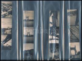 cca 1960 Budapest, a németek által felrobbantott régi Erzsébet híd roncsainak bontása, 37 db vintage...