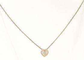 Ezüst(Ag) venezianer nyaklánc, szív függővel, jelzett, h: 39 cm, bruttó: 2,5 g
